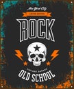 Vintage rock vector t-shirt logo isolated on dark background.