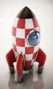 Vintage rocket ship isolated on white background. 3D illustration Royalty Free Stock Photo