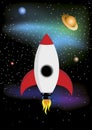 Vintage Rocket in space