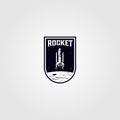 Vintage rocket space shuttle logo vector badge illustration