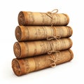 Vintage Rolled Up Scrolls Tied With String On White Background Royalty Free Stock Photo