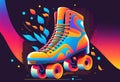 Vintage roller skate illustration. Retro skates. Generative ai