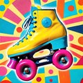 Vintage roller skate shoe brilliant background