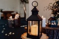 Vintage romantic candles decor. Toned and noise image.