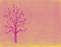 Vintage romantic tree background in pink and yellow