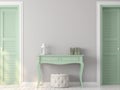 Vintage room with pastel gray and green color 3d render