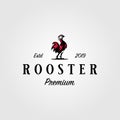 Vintage rooster cook farm logo design vector illustration