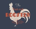 Vintage rooster logo for dairy and meat business, butcher shop, market. Template, stamp, badge, label with rooster