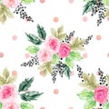 Vintage Rose Sweet Floral seamless pattern polka dot