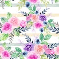 Vintage Rose Sweet Floral seamless pattern bouquet