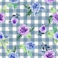 Vintage Rose Sweet Floral seamless pattern tartan