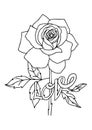 Vintage rose with the word love, tattoo flower vector