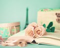 Vintage roses and book