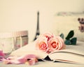 Vintage roses and book