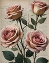 Vintage Roses Over Book Pages Royalty Free Stock Photo