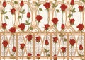 Vintage roses seamless pattern, background in art nouveau style,