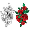 Vintage roses. Set of gothic tattoos. Collection of graphic and color isolated illustrations Royalty Free Stock Photo