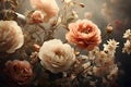 Vintage roses in soft pastels muted colors, evoking timeless elegance and a romantic, nostalgic mood Royalty Free Stock Photo