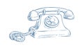 Vintage Rotary Dial Telephone Line Art Illustration, vector design Generative AI Royalty Free Stock Photo