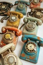 Vintage rotary phones and dialing mechanisms