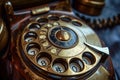 Vintage rotary phones in retro environmental