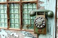 Vintage rotary phones in retro environmental
