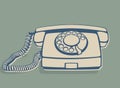 Vintage rotary telephone, old wired phone handset, retro telephone icon Royalty Free Stock Photo