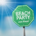 Vintage rough green street sign with Beach Party text, suitable for summer holiday, beach vacation, and other.