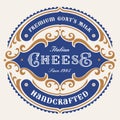 A vintage round cheese label