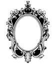 Vintage round frame decor Vector. Baroque antique ornamented mirror accessory. Intricated decorations Royalty Free Stock Photo