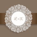 Round label with lace border pattern Royalty Free Stock Photo