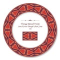 Vintage Round Retro Frame aboriginal stitch cross triangle check