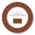 Vintage Round Retro Frame brown spiral curve cross vine flower k