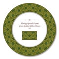 Vintage Round Retro Frame 313 Green Golden Ribbon Flower Royalty Free Stock Photo