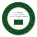 Vintage Round Retro Frame green spiral cross vine flower kaleidoscope Royalty Free Stock Photo