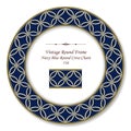 Vintage Round Retro Frame Navy Blue Round Cross Chain Royalty Free Stock Photo