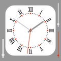 Vintage Rounded Square White Watch Dial With Arrows. Roman numerals. Vector illustration Royalty Free Stock Photo