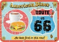 Vintage route 66 diner sign,