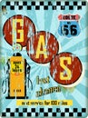 Vintage route 66 gas station sign, Royalty Free Stock Photo