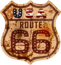 Vintage route 66 ,metal sign