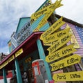 Vintage route 66 scene, destination signs