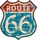 Vintage route 66 sign, grungy vector