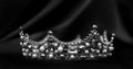 Royal luxury diadem with crystals, diamonds. Black and white photo Royalty Free Stock Photo