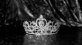 Vintage royal golden princess queen crown. Black and white Royalty Free Stock Photo