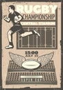 Vintage Rugby Competition Poster Royalty Free Stock Photo