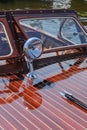 Vintage 1960 Mahogany Runabout Foredeck & Searchlight Royalty Free Stock Photo