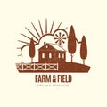 Vintage rural farm emblem with farm house