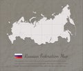 Vintage Russian Federation map. Paper card map silhouette. Vector