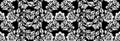 Vintage russian ornament for black white floral print. Seamless pattern. Background khokhloma design.