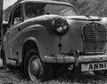 Vintage rusted car black and white